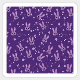 Pastel goth purple zombie bunny pattern Sticker